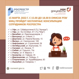 В ОФИСАХ МФЦ ПРОЙДУТ КОНСУЛЬТАЦИИ УПРАВЛЕНИЯ РОСРЕЕСТРА ПО РЕСПУБЛИКЕ БАШКОРТОСТАН В ОФИСАХ МФЦ ПРОЙДУТ КОНСУЛЬТАЦИИ УПРАВЛЕНИЯ РОСРЕЕСТРА ПО РЕСПУБЛИКЕ БАШКОРТОСТАН